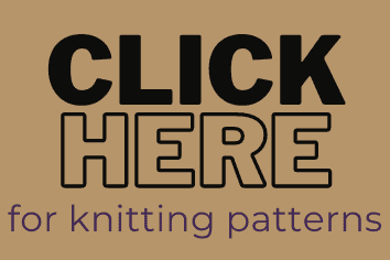 Bold outlined text in black reads Click here for knitting patterns